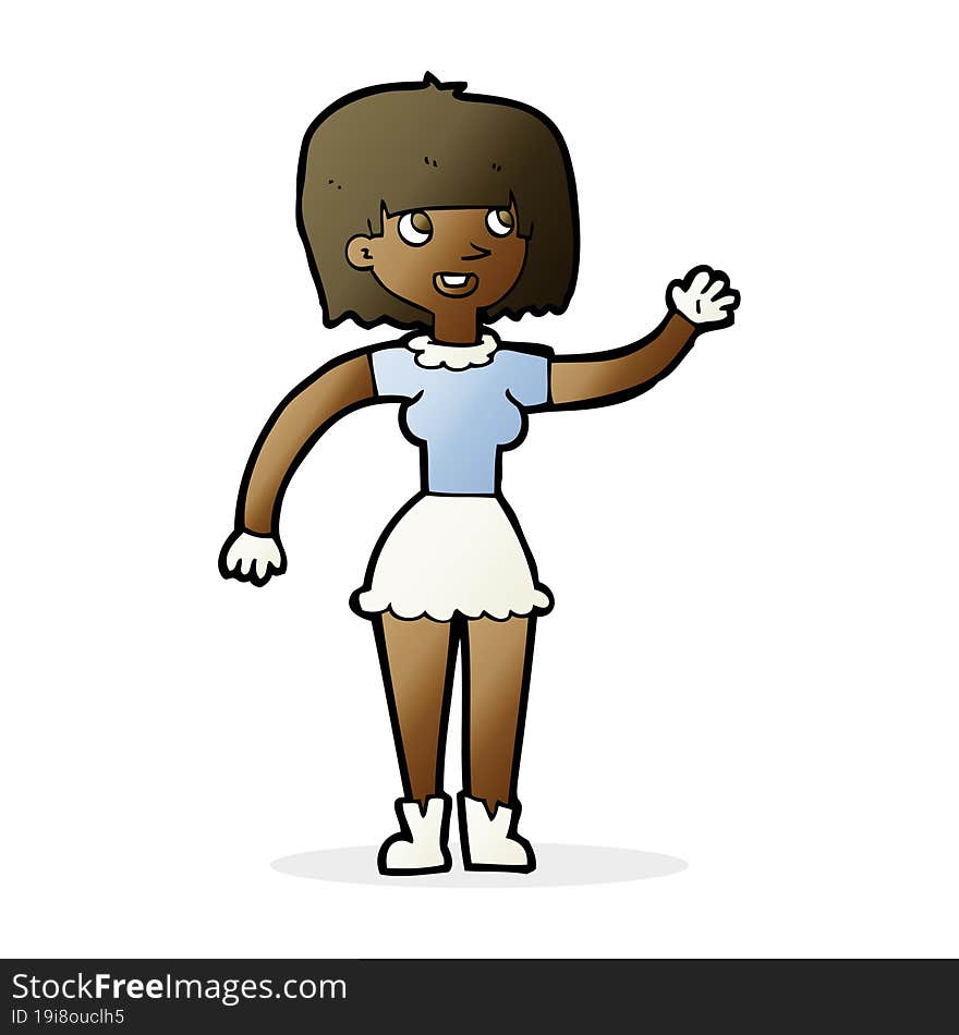 cartoon girl waving