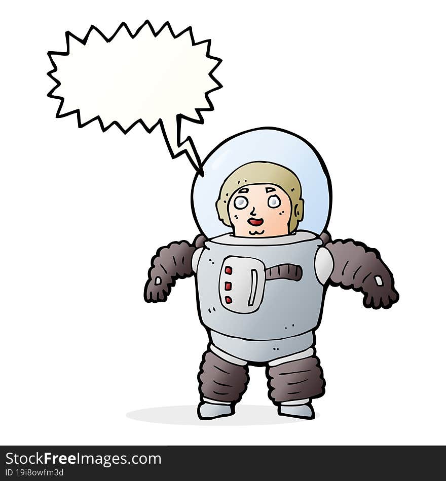 Cartoon Space Man With Speech Bubble