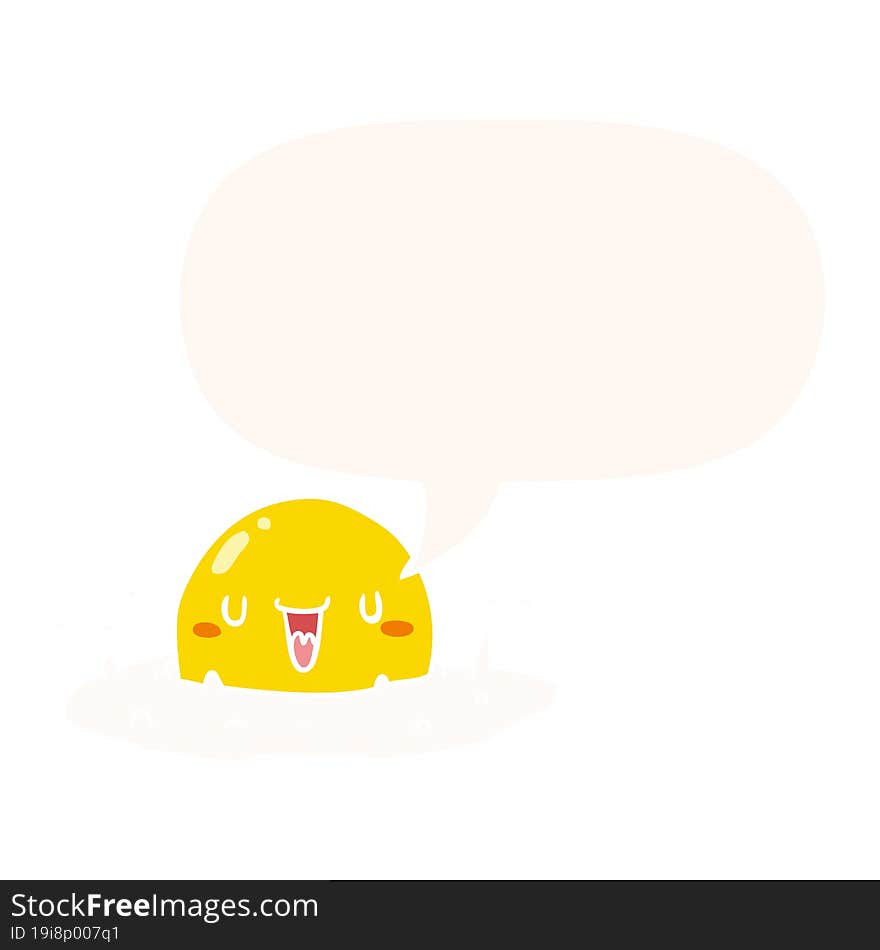 Cartoon Happy Egg And Speech Bubble In Retro Style