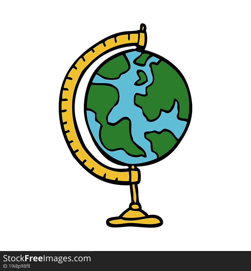 cartoon doodle globe