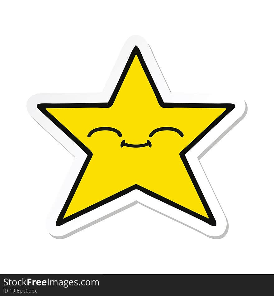 Sticker Of A Cute Cartoon Gold Star