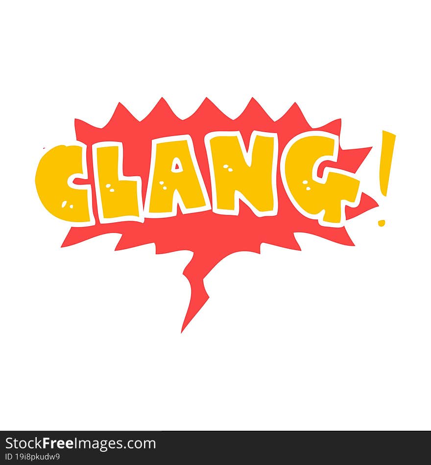 cartoon word clang and speech bubble in retro style