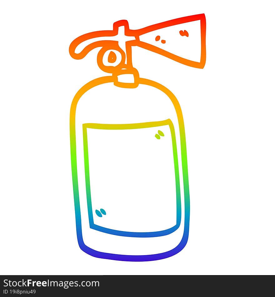 Rainbow Gradient Line Drawing Cartoon Fire Extinguisher