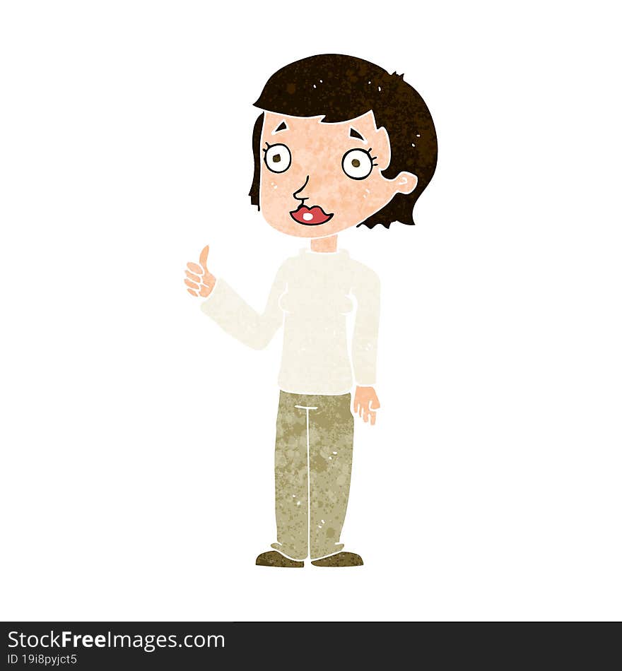 Cartoon Woman Giving Thumbs Up Symbol