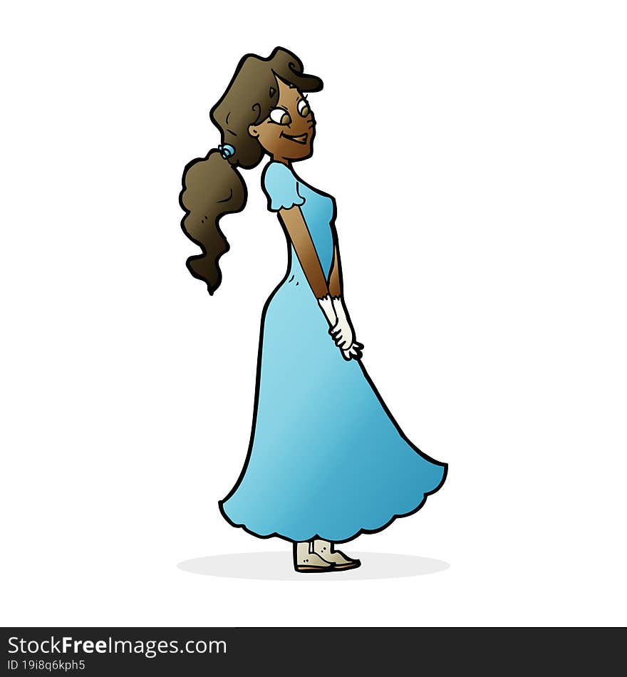 cartoon pretty woman in dress