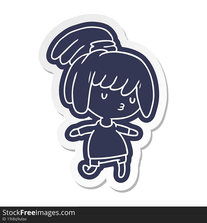 cartoon sticker of a cute kawaii girl