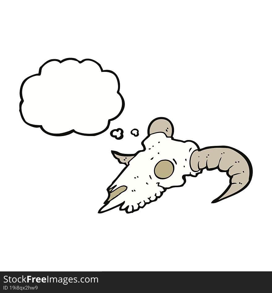 cartoon ram skull with thought bubble