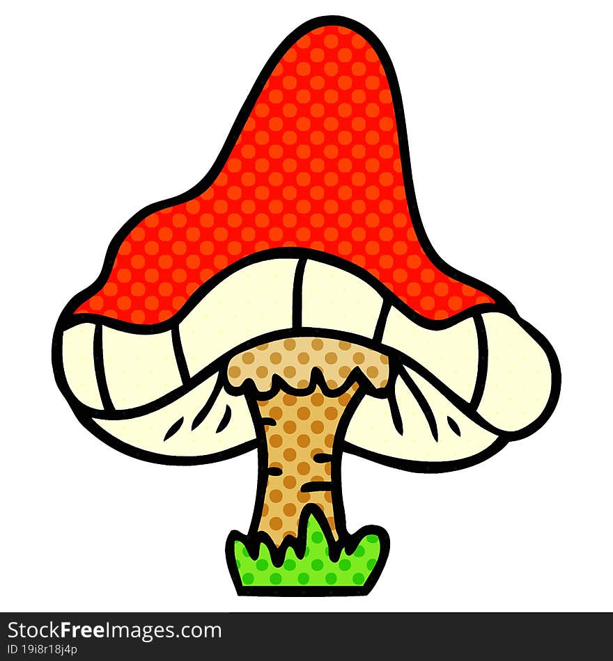 hand drawn cartoon doodle of a single mushroom