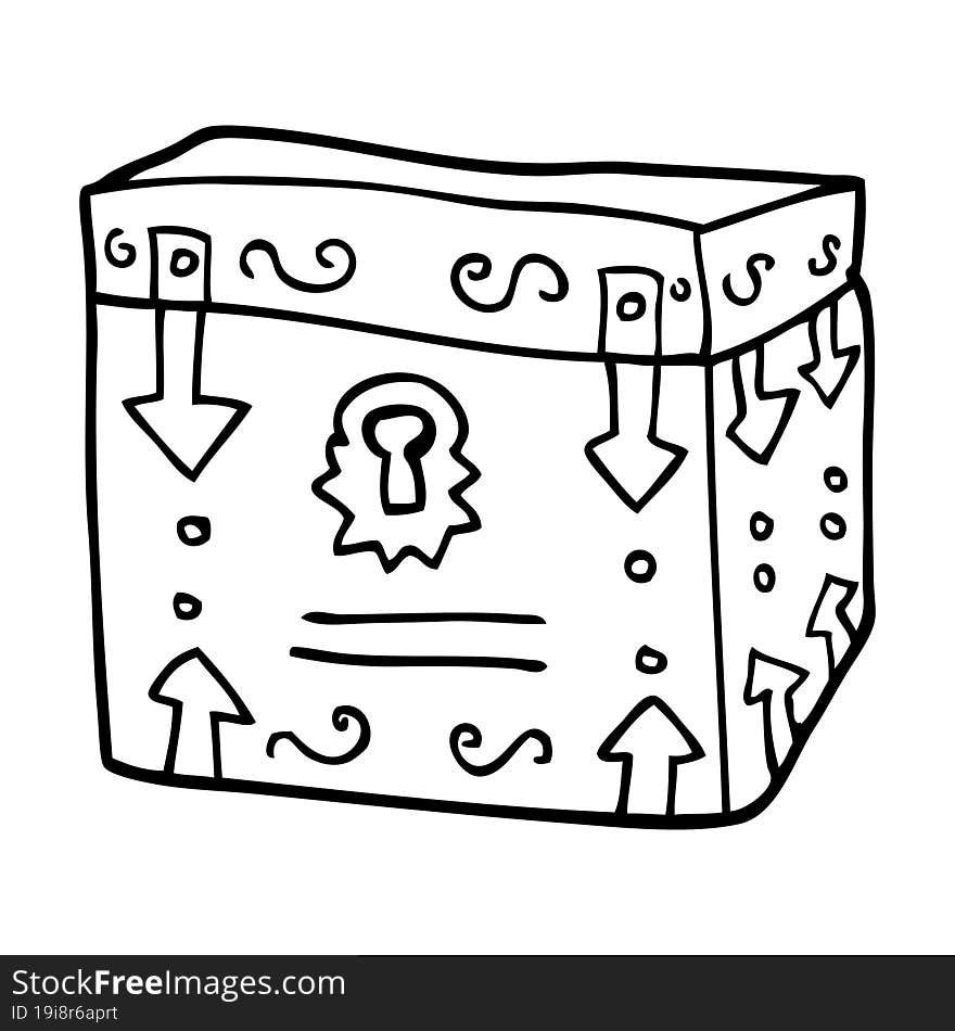 line drawing cartoon magical chest