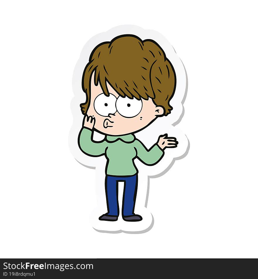 sticker of a cartoon woman