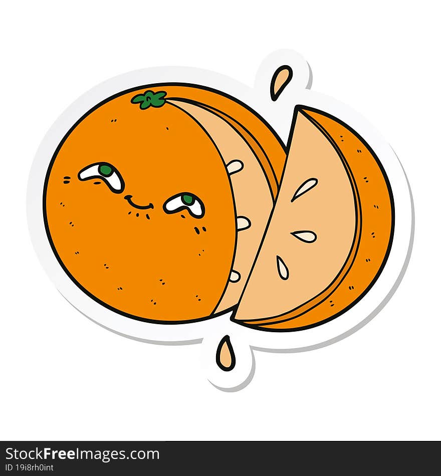 sticker of a cartoon orange