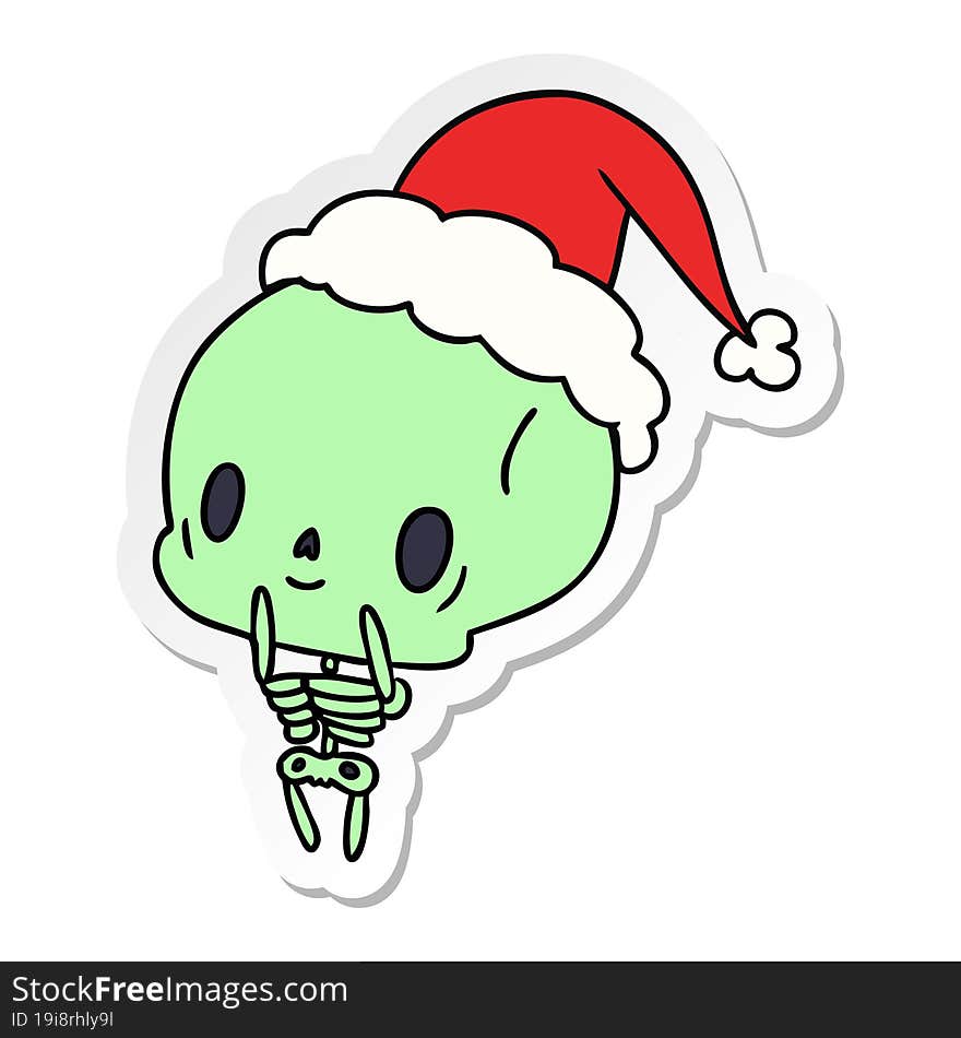 Christmas Sticker Cartoon Of Kawaii Skeleton