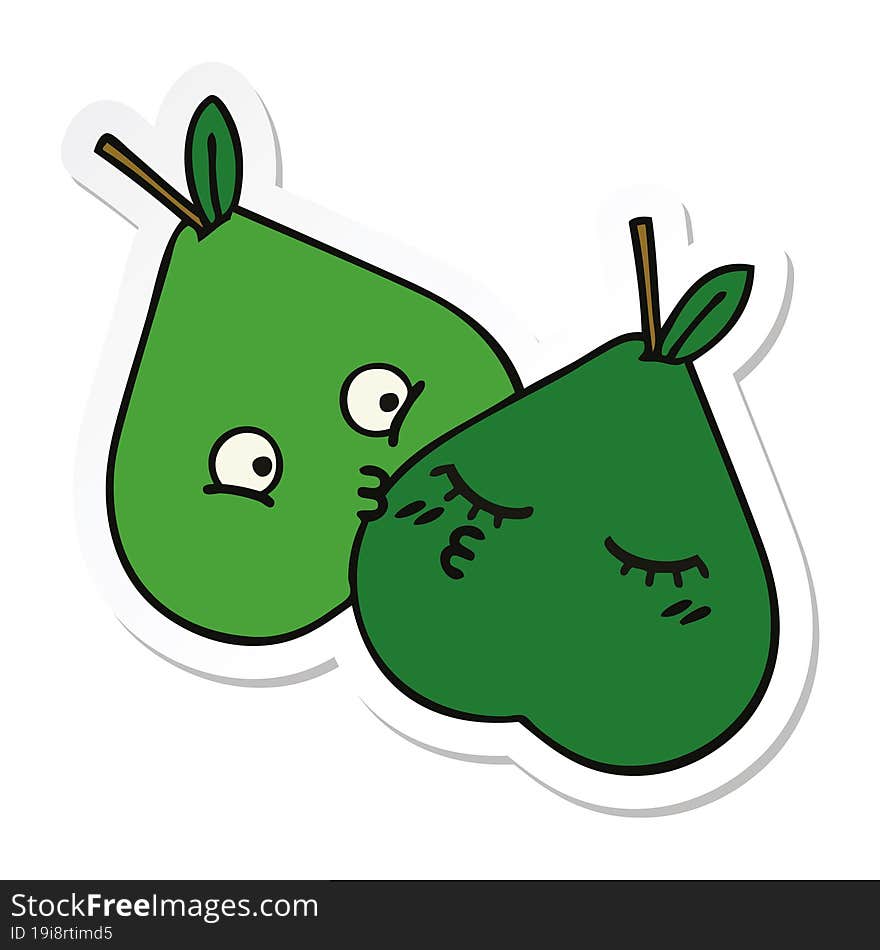 Sticker Of A Cute Cartoon Pears