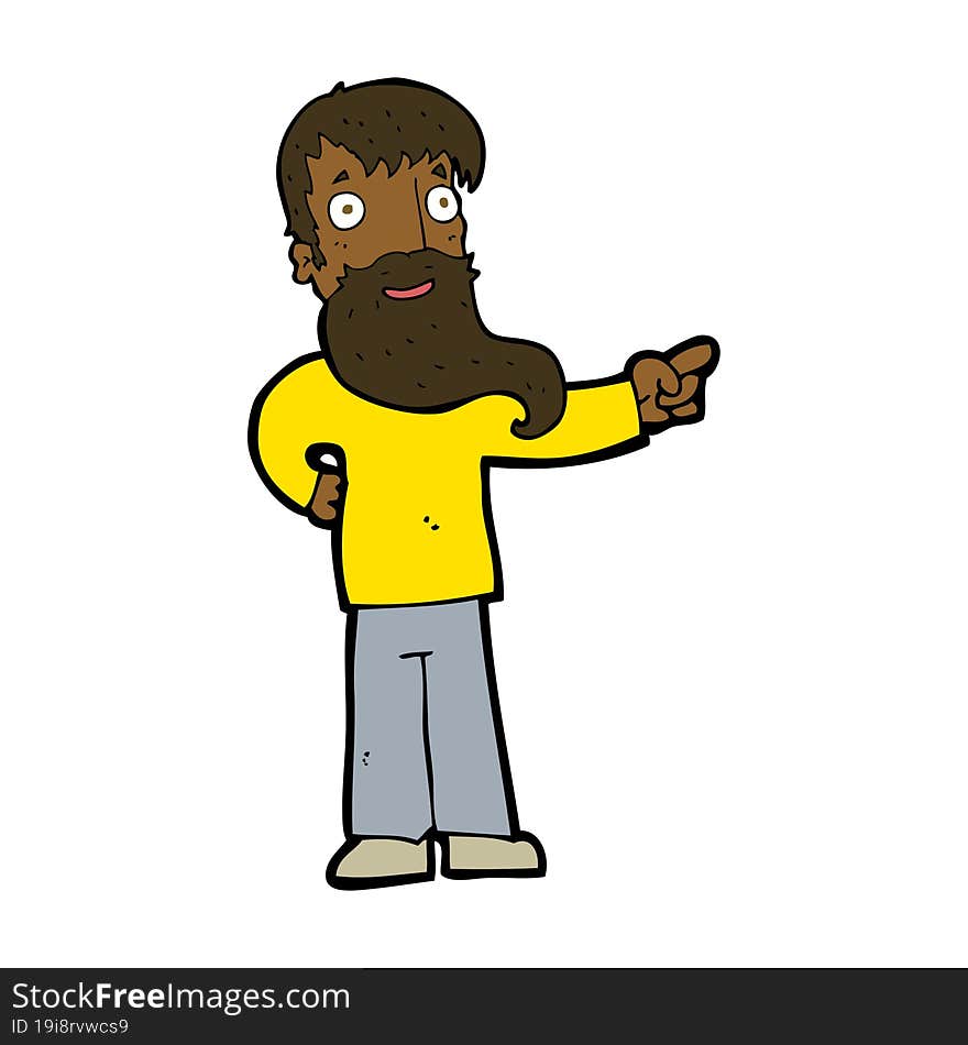 cartoon man with beard pointing