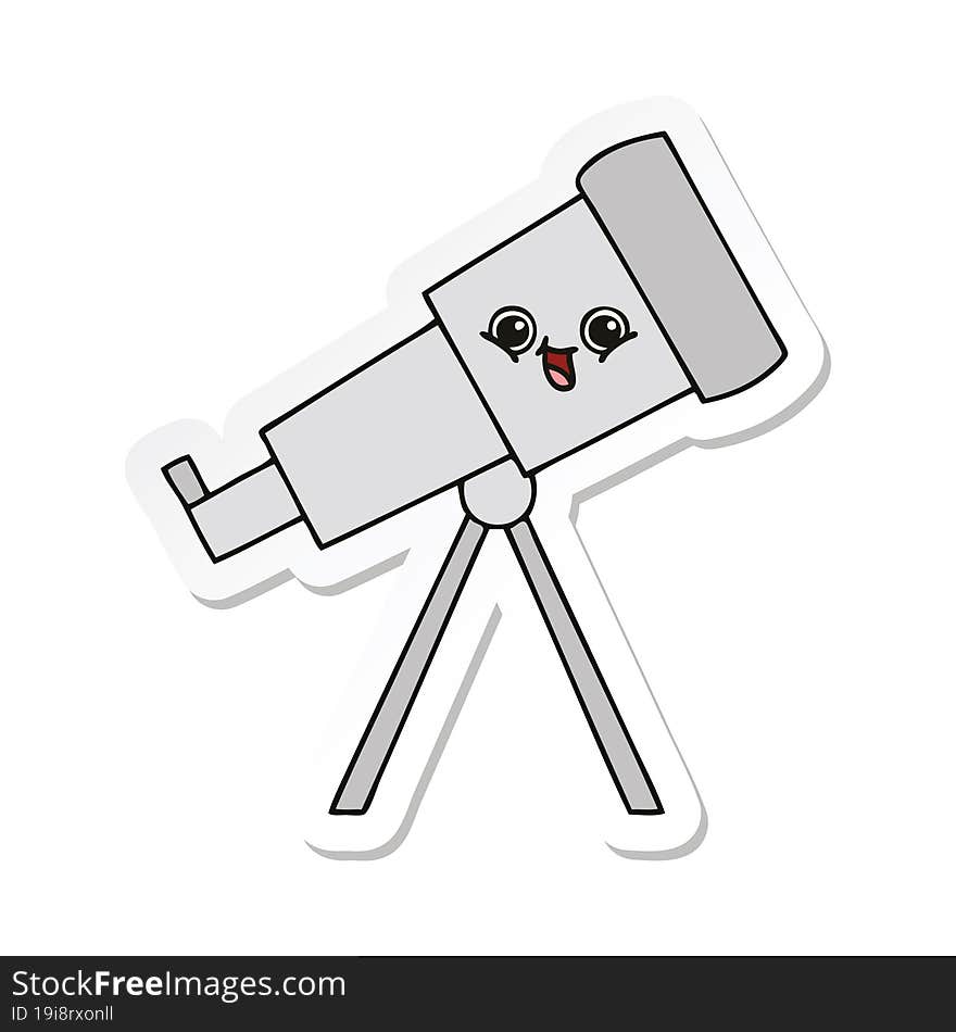 Sticker Of A Cute Cartoon Telescope