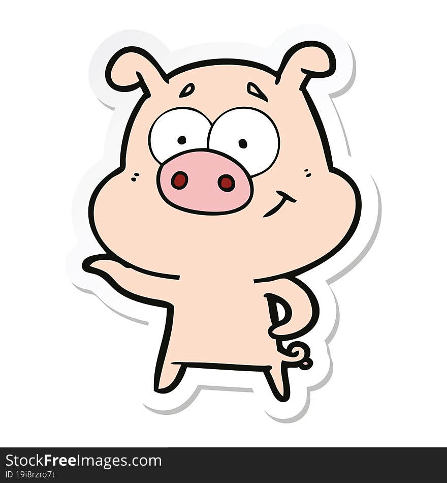 sticker of a cartoon pig pointing