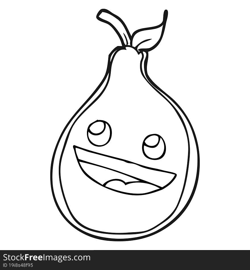 black and white cartoon pear