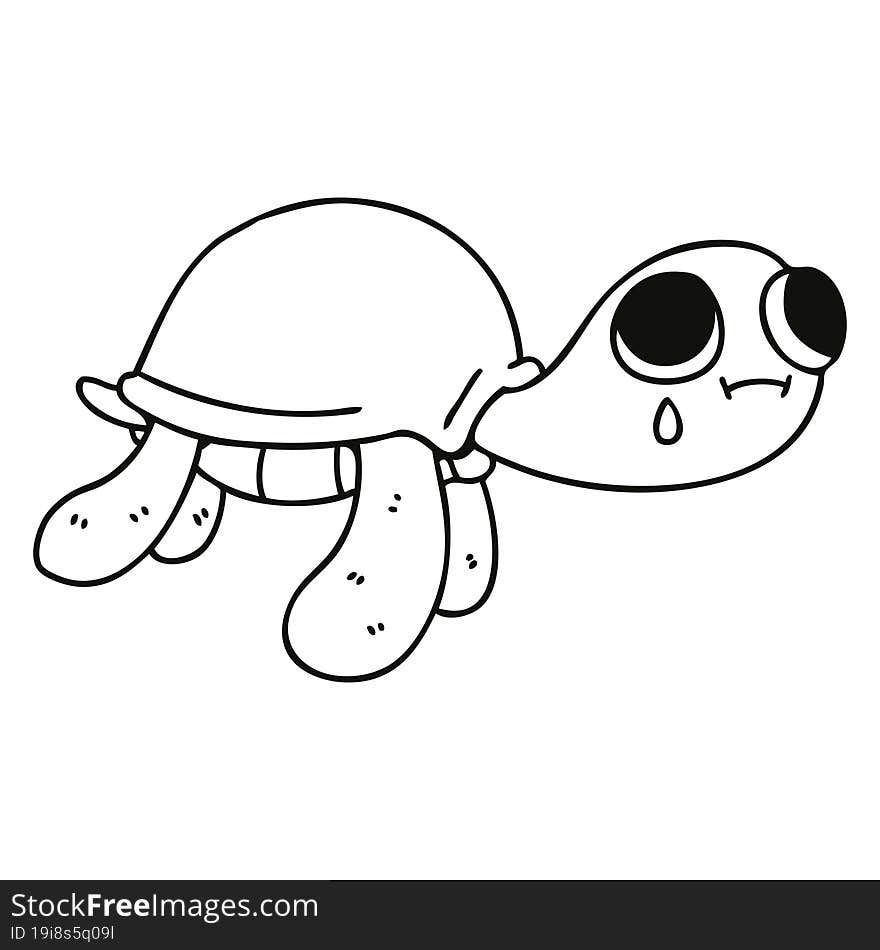 Quirky Line Drawing Cartoon Turtle