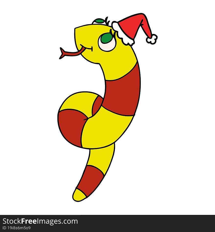 christmas cartoon of kawaii snake