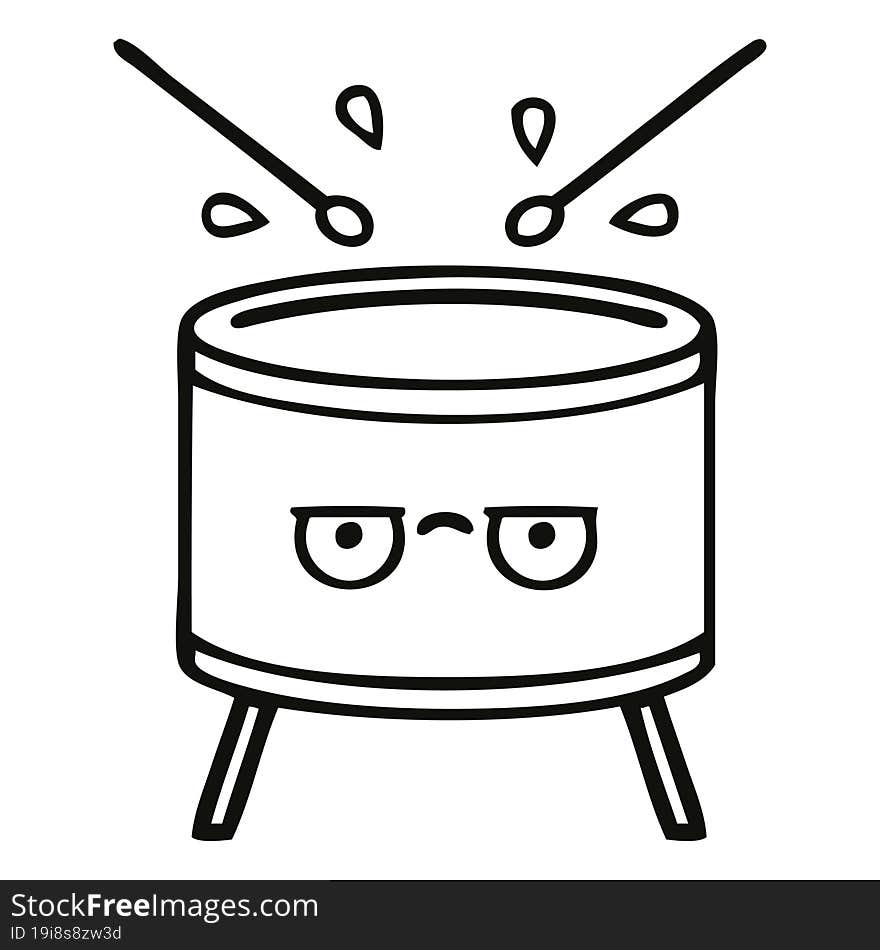 line drawing cartoon drum