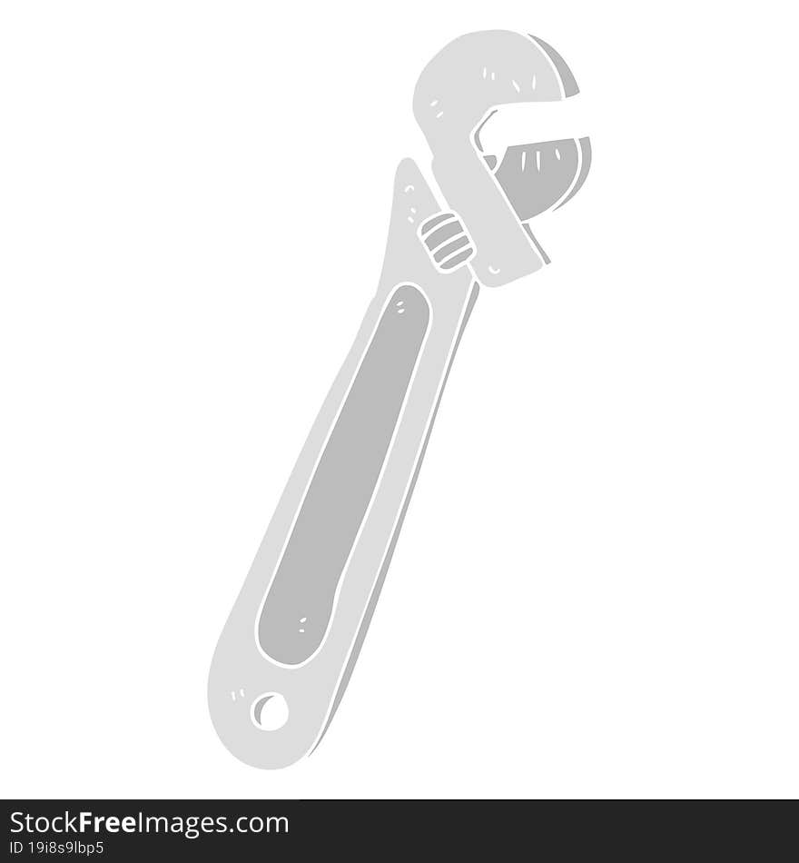 flat color illustration of a cartoon adjustable spanner