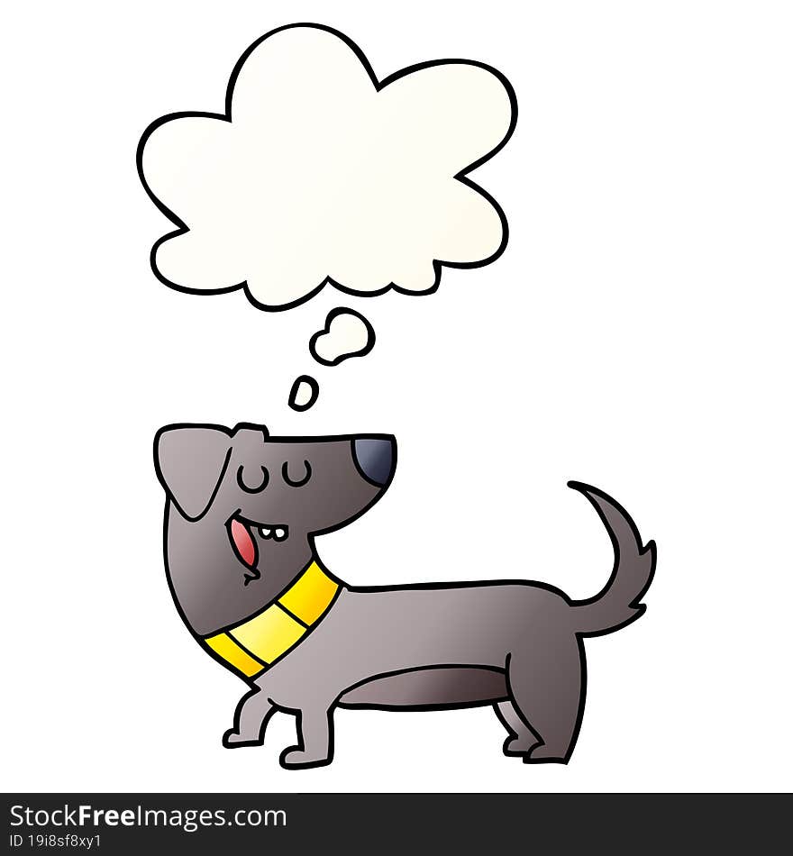 cartoon dog and thought bubble in smooth gradient style