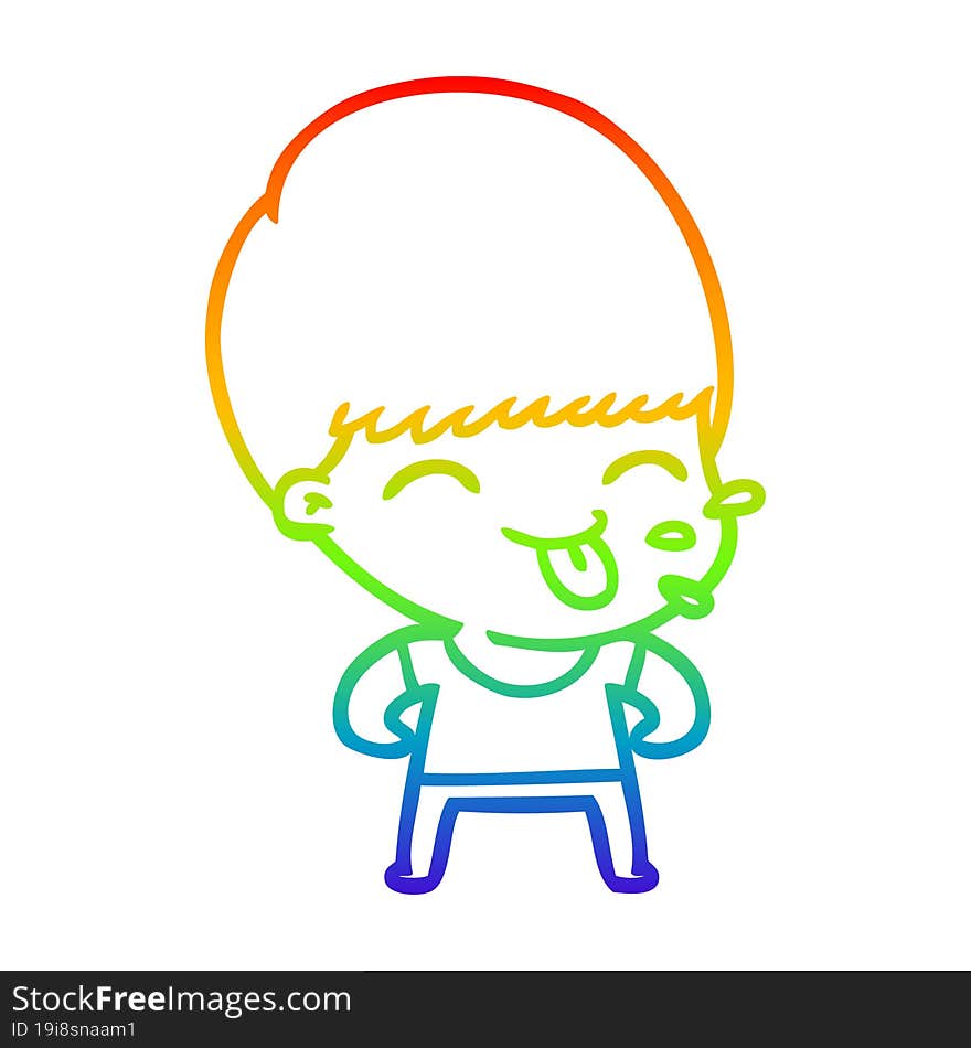 rainbow gradient line drawing funny cartoon boy