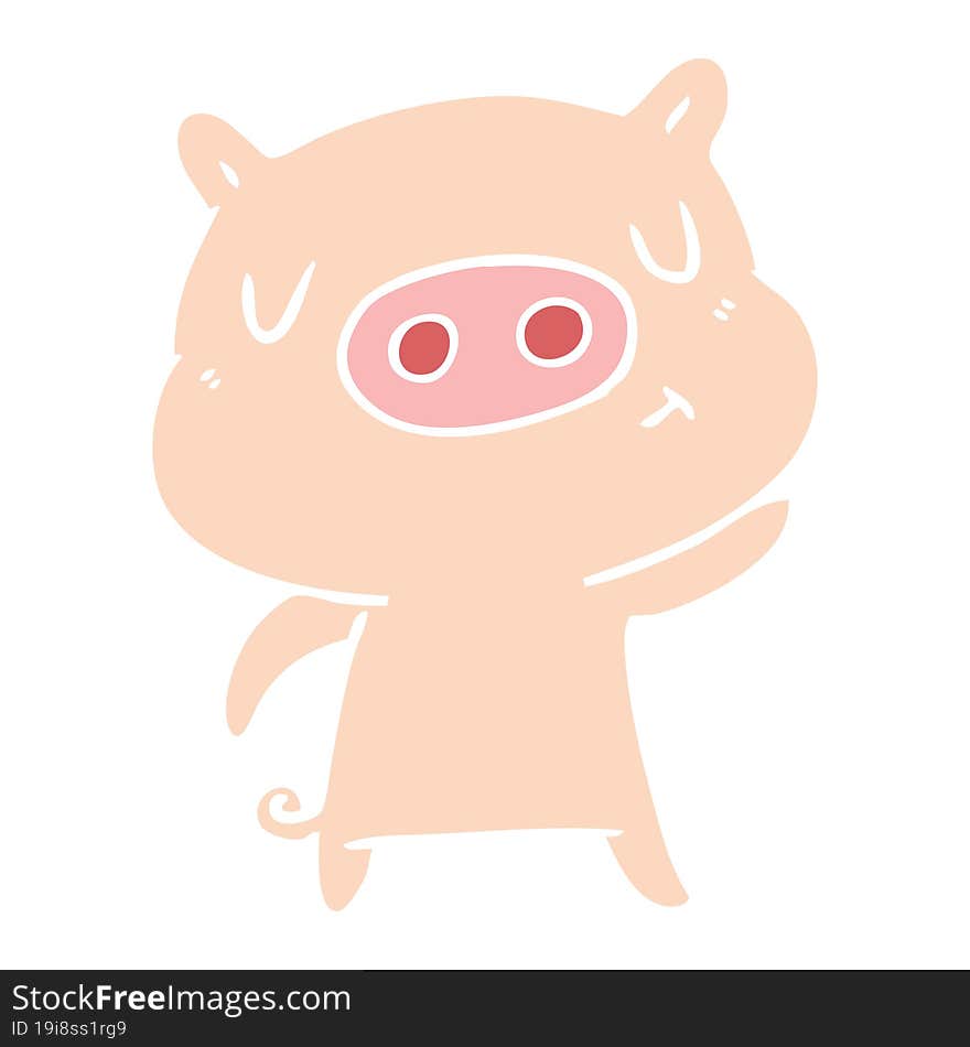 Flat Color Style Cartoon Content Pig