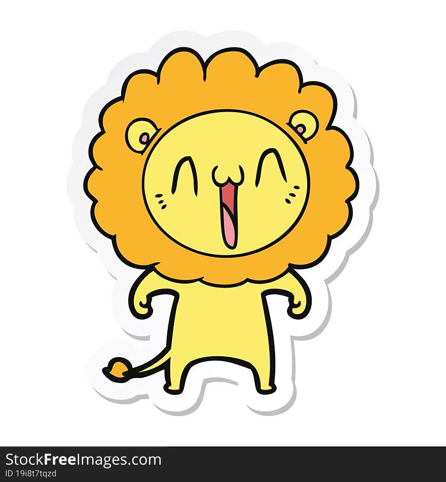 sticker of a happy cartoon lion