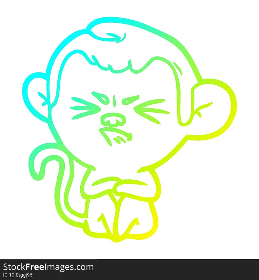 cold gradient line drawing cartoon annoyed monkey