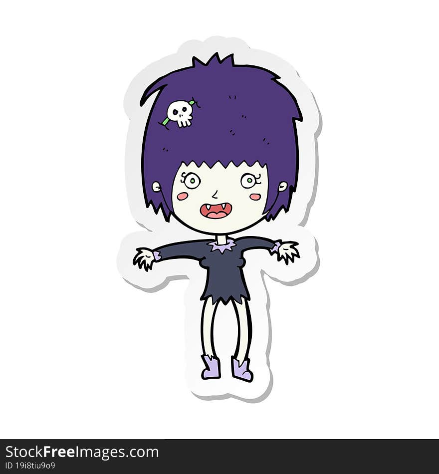 Sticker Of A Cartoon Vampire Girl