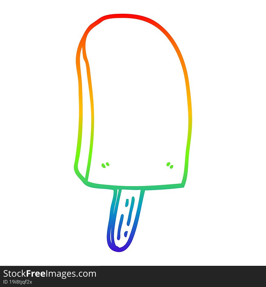 rainbow gradient line drawing of a cartoon ice lolly