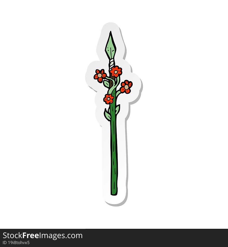 sticker of a cartoon flowering spear