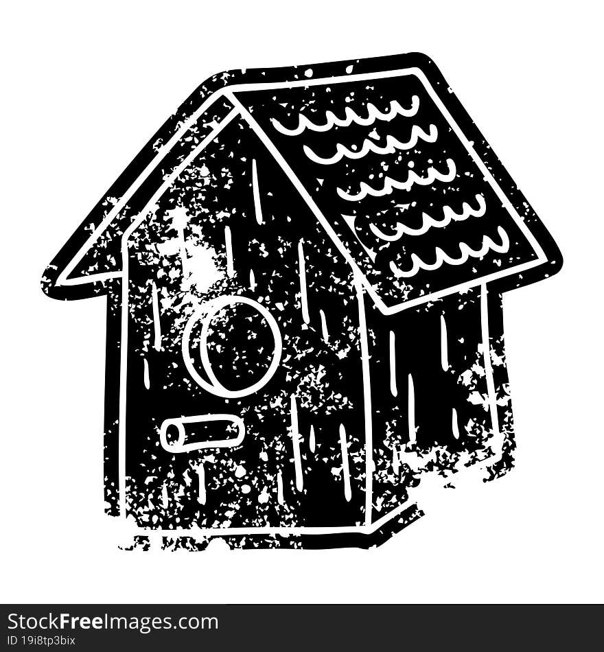 grunge icon drawing of a wooden bird house