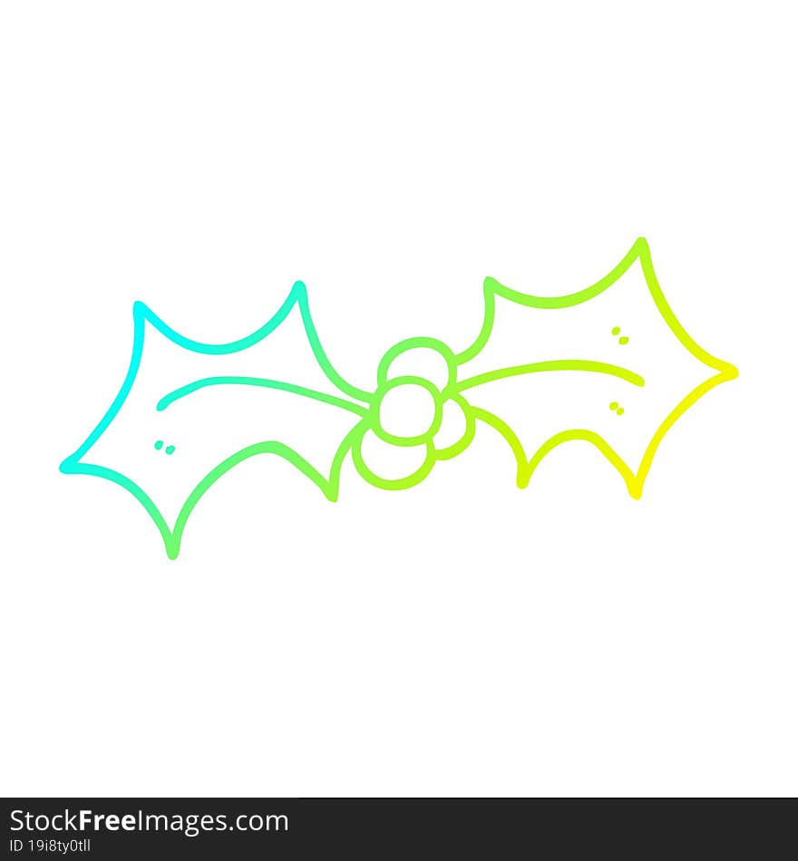 cold gradient line drawing cartoon xmas holly