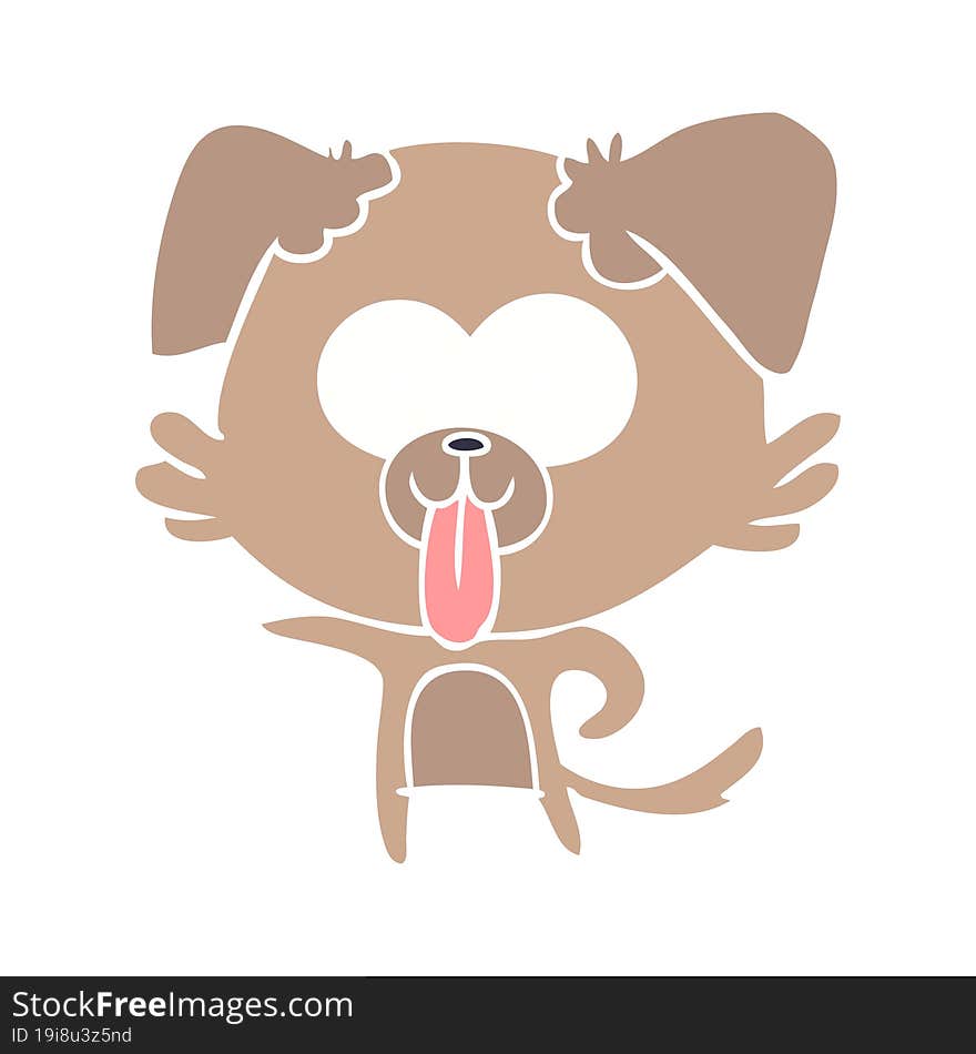 flat color style cartoon dog with tongue sticking out