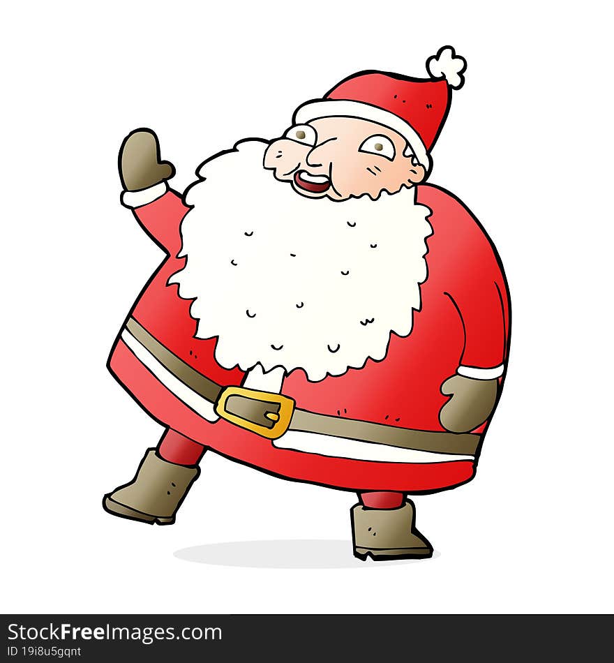 funny waving santa claus cartoon