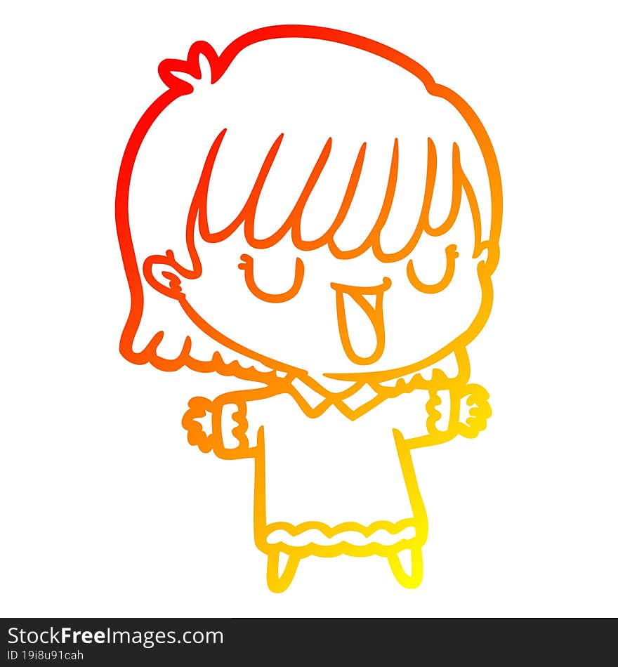 warm gradient line drawing of a cartoon woman