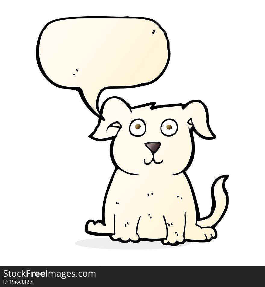 cartoon happy dog with speech bubble