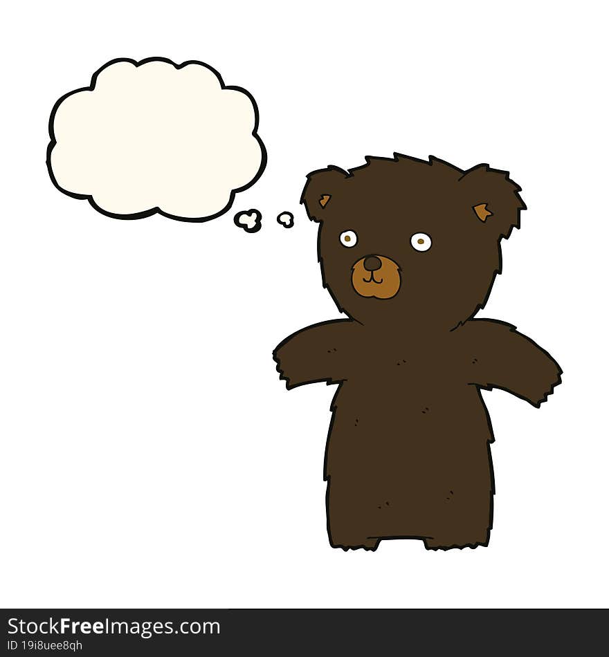 cute cartoon black bear with thought bubble