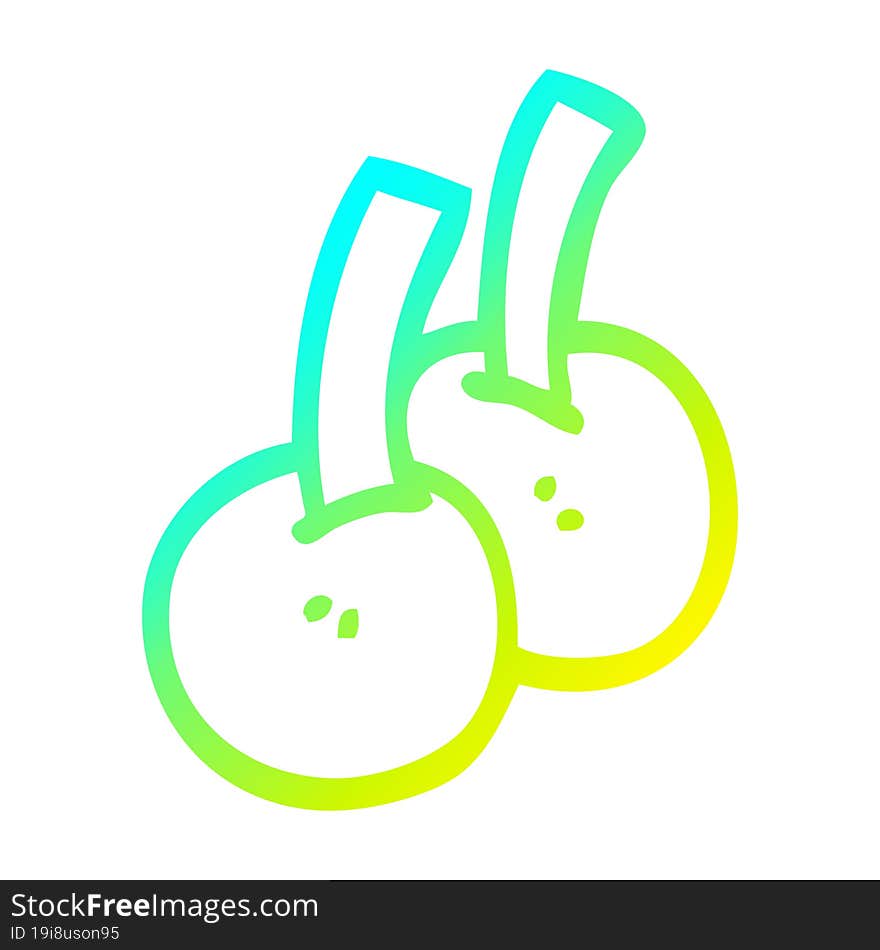 cold gradient line drawing cartoon cherries