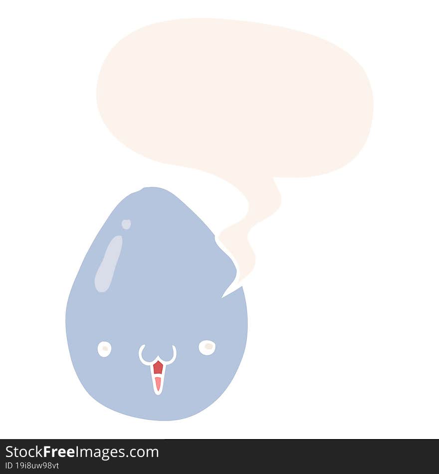 cartoon egg and speech bubble in retro style