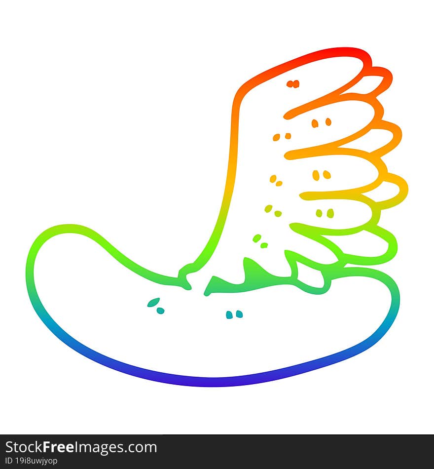 rainbow gradient line drawing of a cartoon hot dog