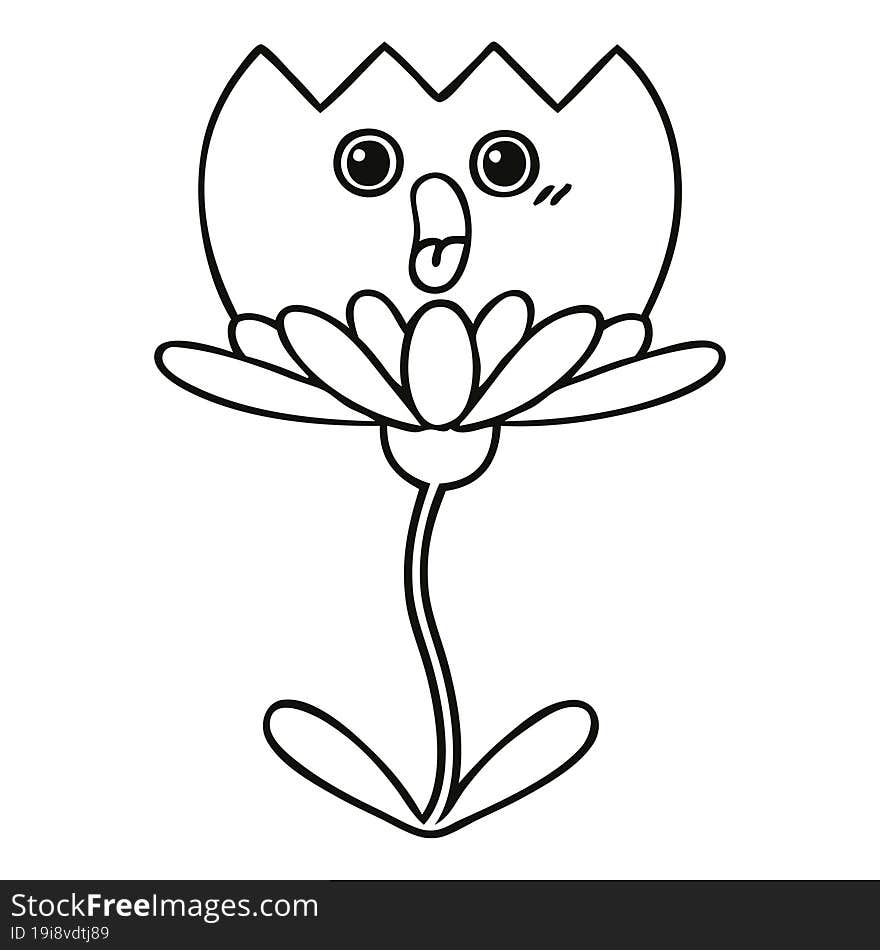 line drawing cartoon of a flower. line drawing cartoon of a flower