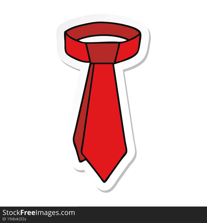 Sticker Of A Quirky Hand Drawn Cartoon Neck Tie