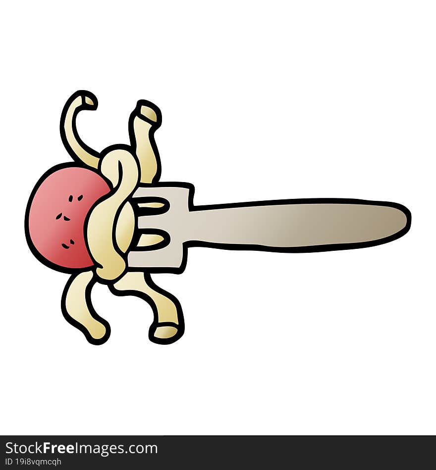 vector gradient illustration cartoon meatball on fork