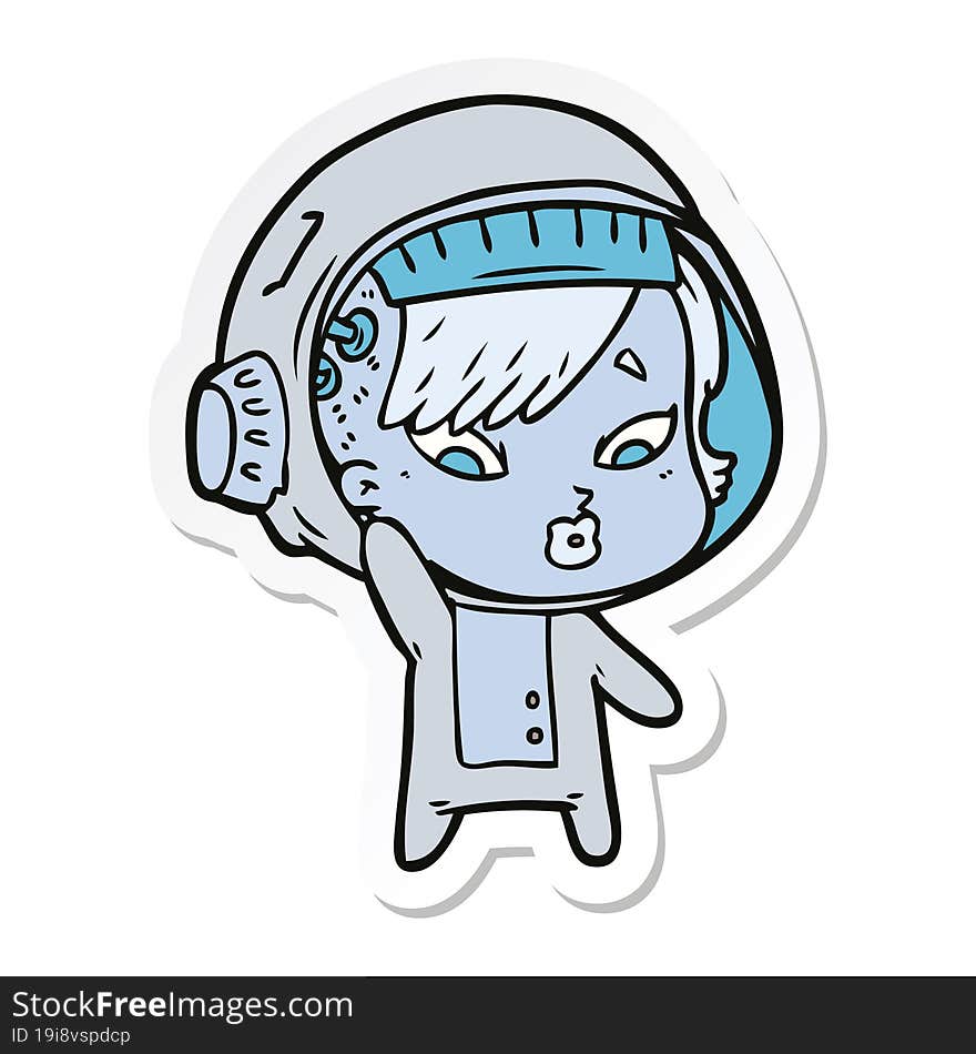 sticker of a cartoon astronaut woman