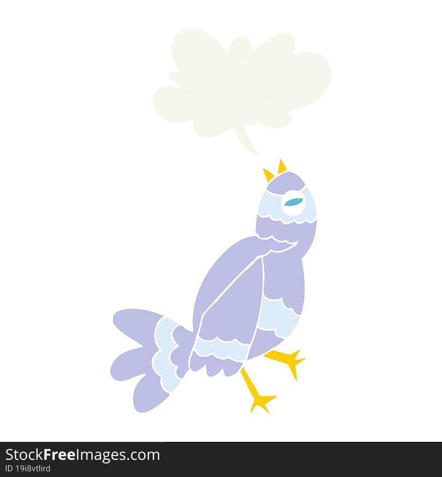 flat color illustration of bird singing. flat color illustration of bird singing