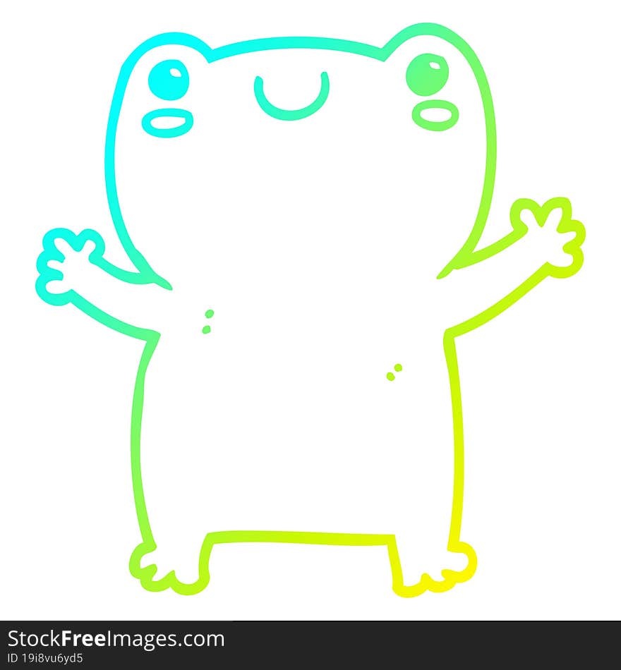 Cold Gradient Line Drawing Cute Cartoon Frog