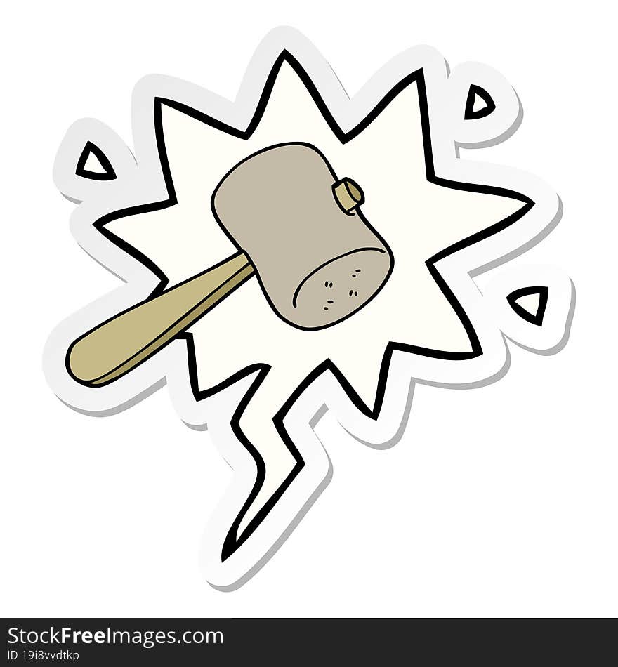 cartoon mallet and speech bubble sticker